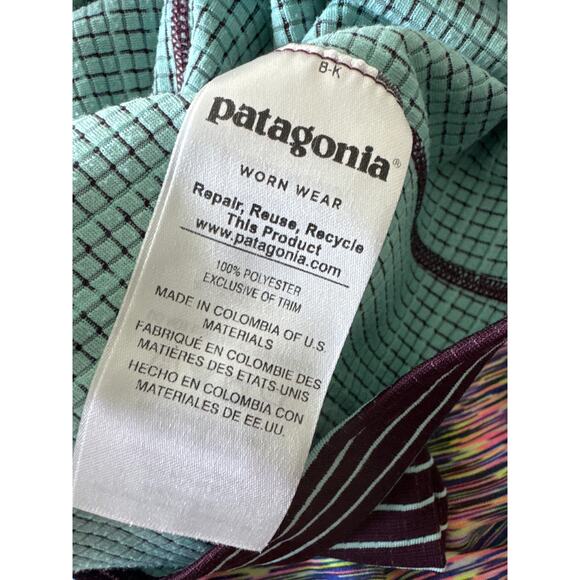 PATAGONIA Capilene Midweight Crewneck Purple Green Stripe Small - Picture 3 of 7